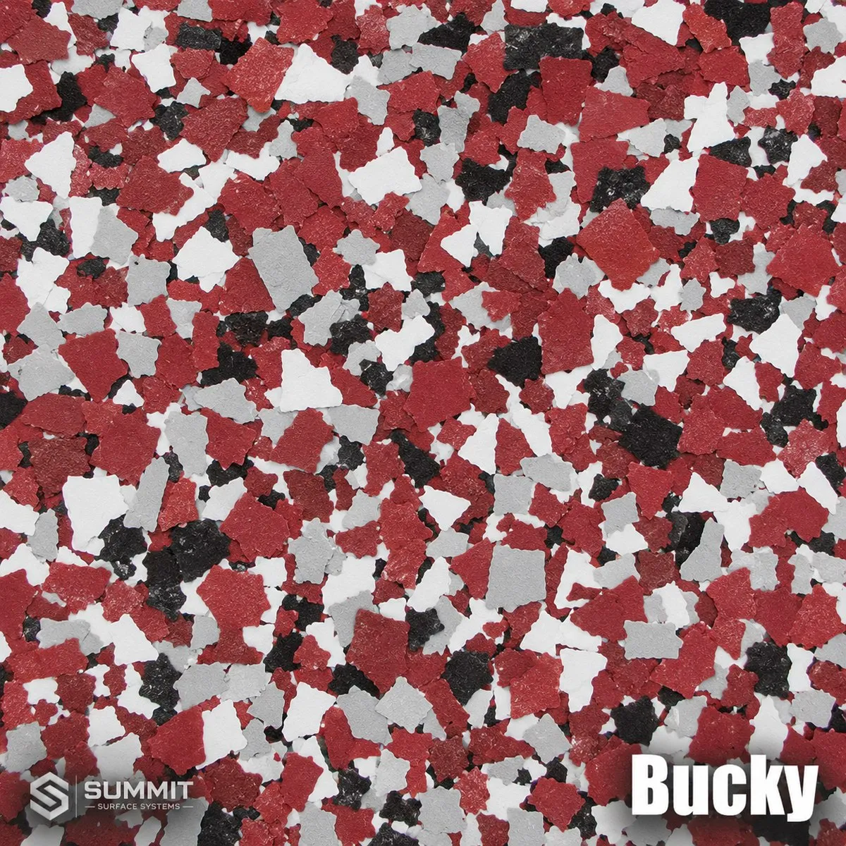Bucky epoxy flake colorway sample by Summit Surface Systems
