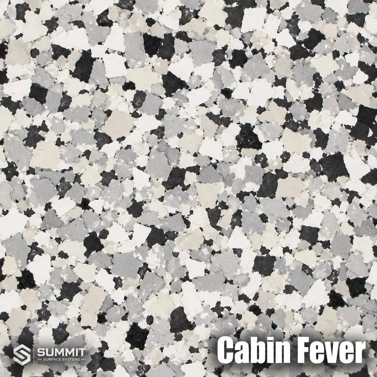 Cabin Fever epoxy flake colorway sample by Summit Surface Systems