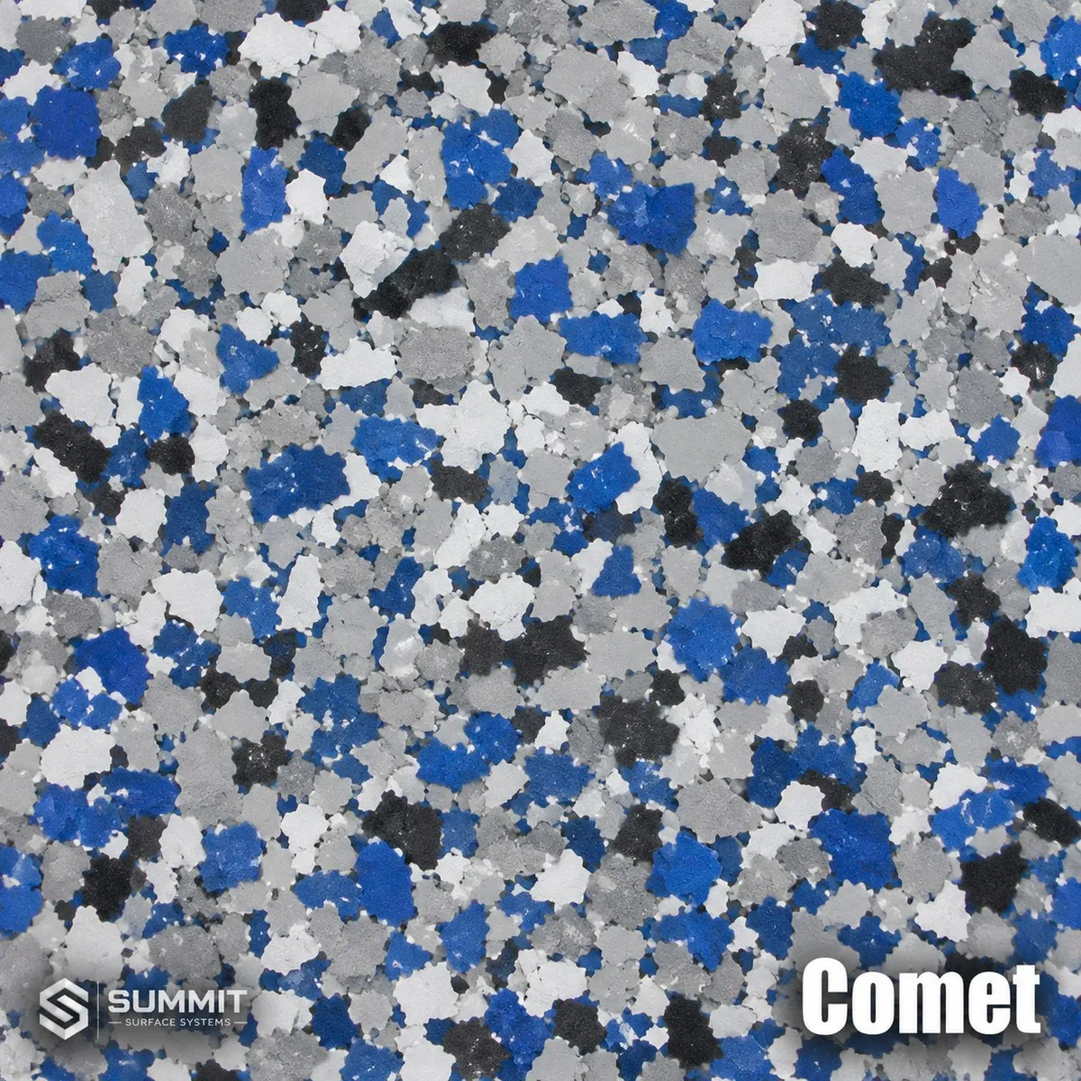 Comet epoxy flake colorway sample by Summit Surface Systems