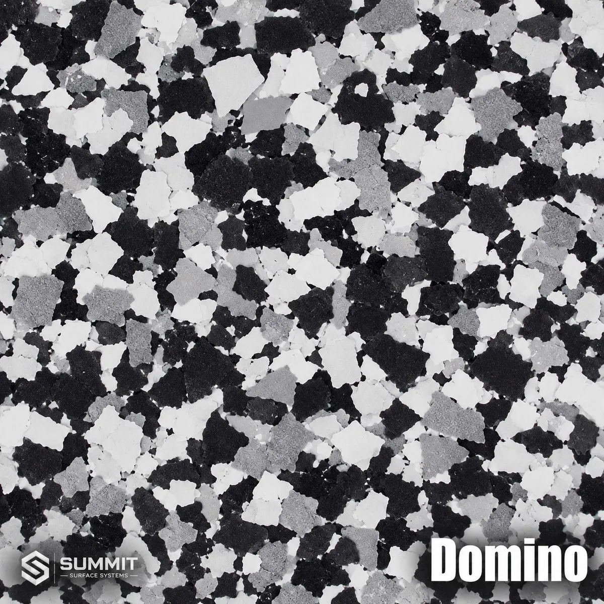 Domino epoxy flake colorway sample by Summit Surface Systems