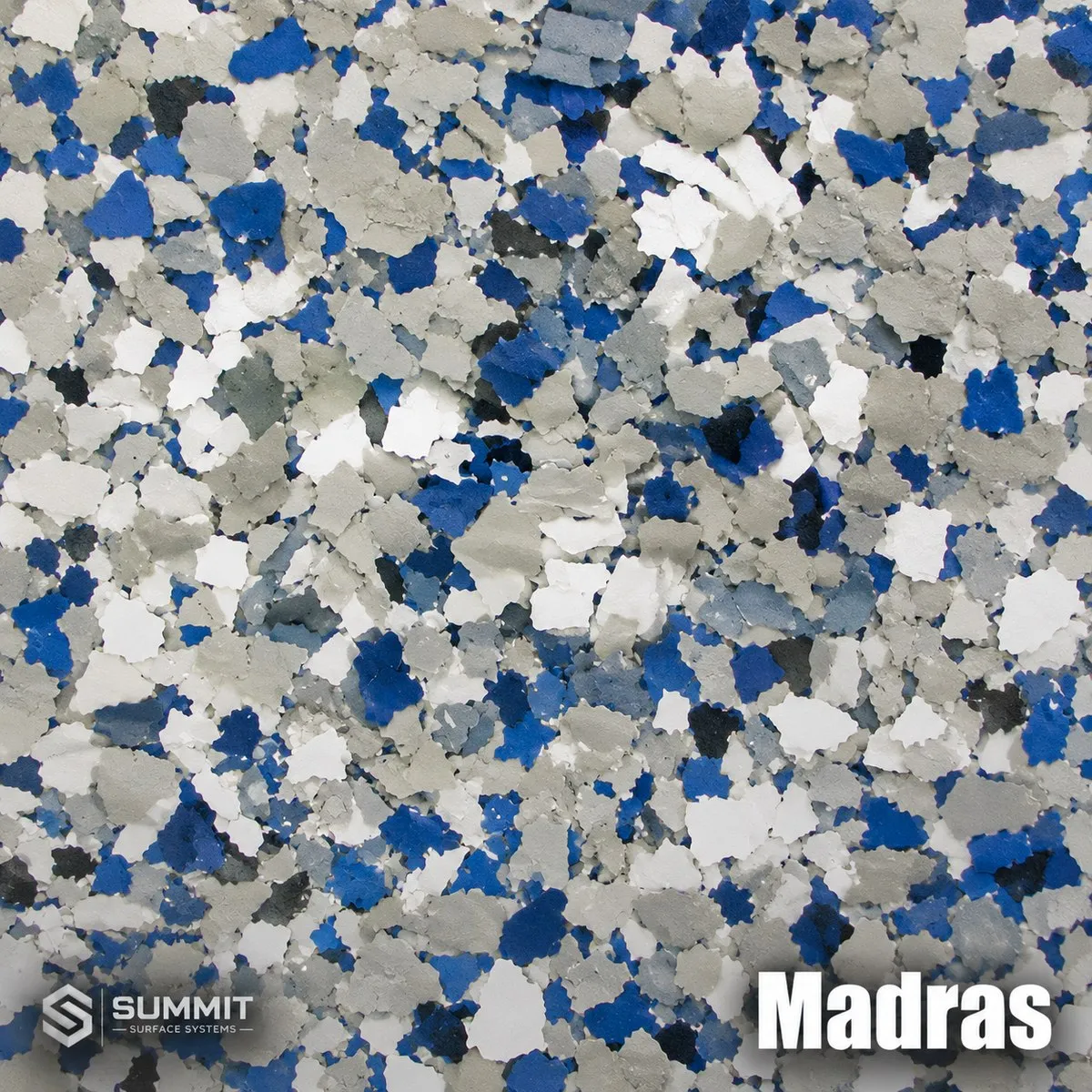 Madras epoxy flake colorway sample by Summit Surface Systems