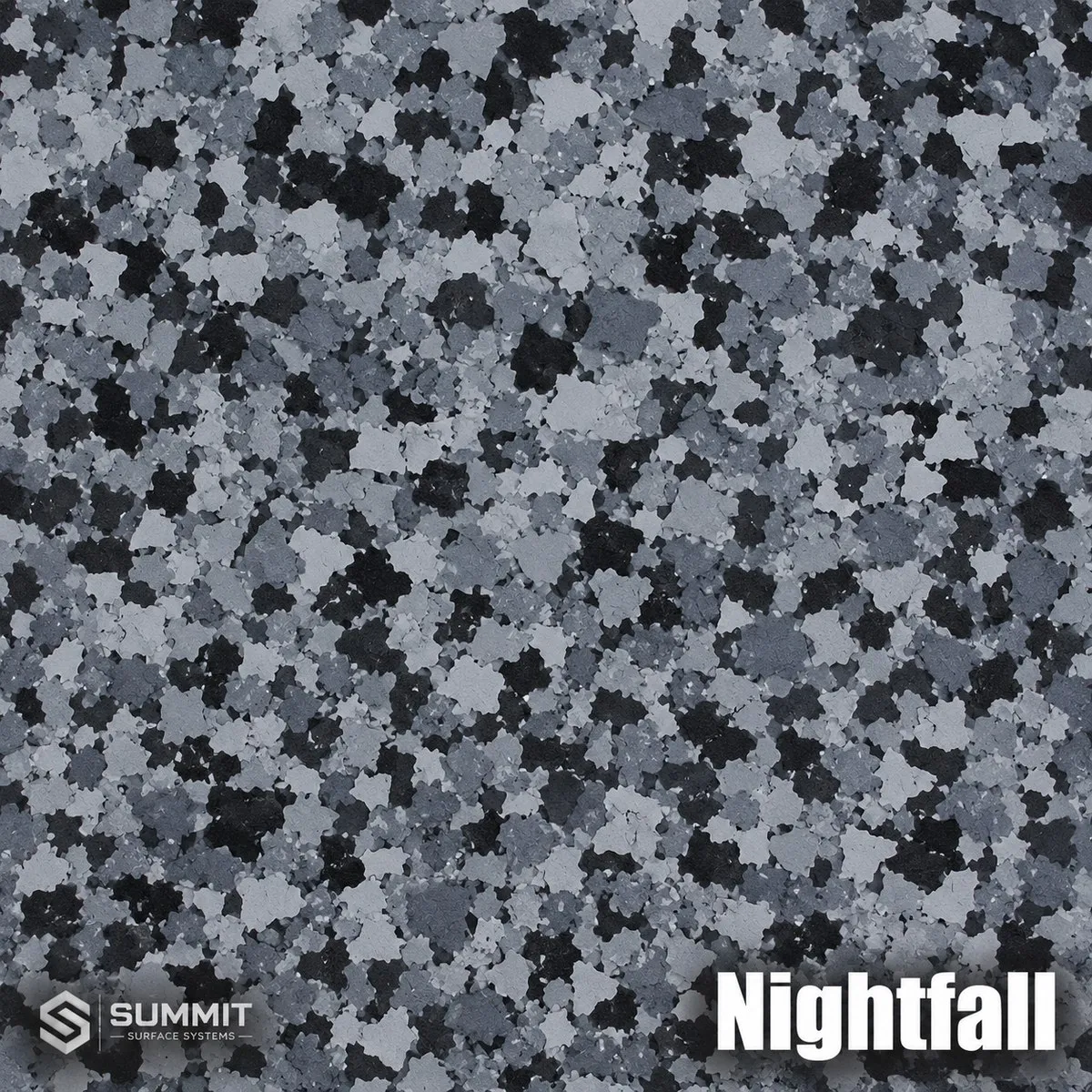 Nightfall epoxy flake colorway sample by Summit Surface Systems