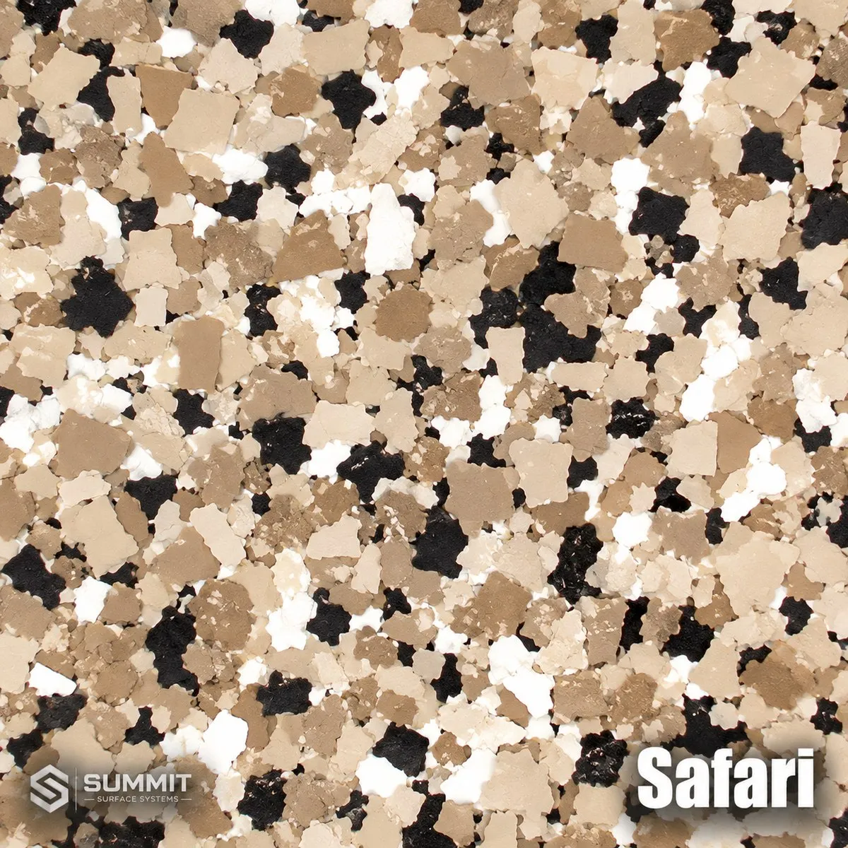 Safari epoxy flake colorway sample by Summit Surface Systems