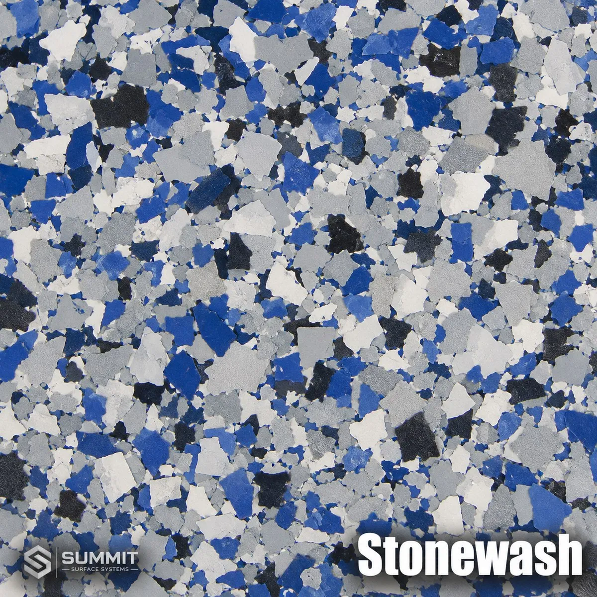 Stonewash epoxy flake colorway sample by Summit Surface Systems