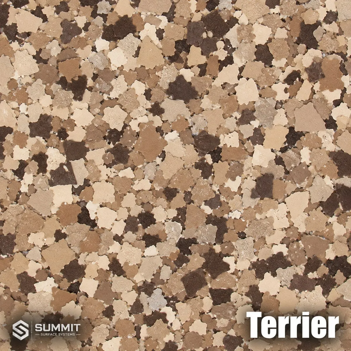 Terrier epoxy flake colorway sample by Summit Surface Systems