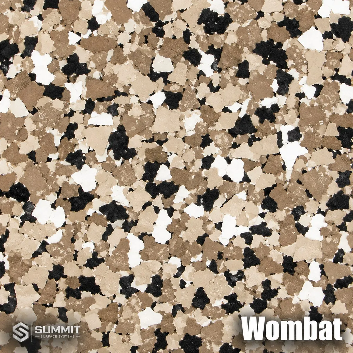 Wombat epoxy flake colorway sample by Summit Surface Systems